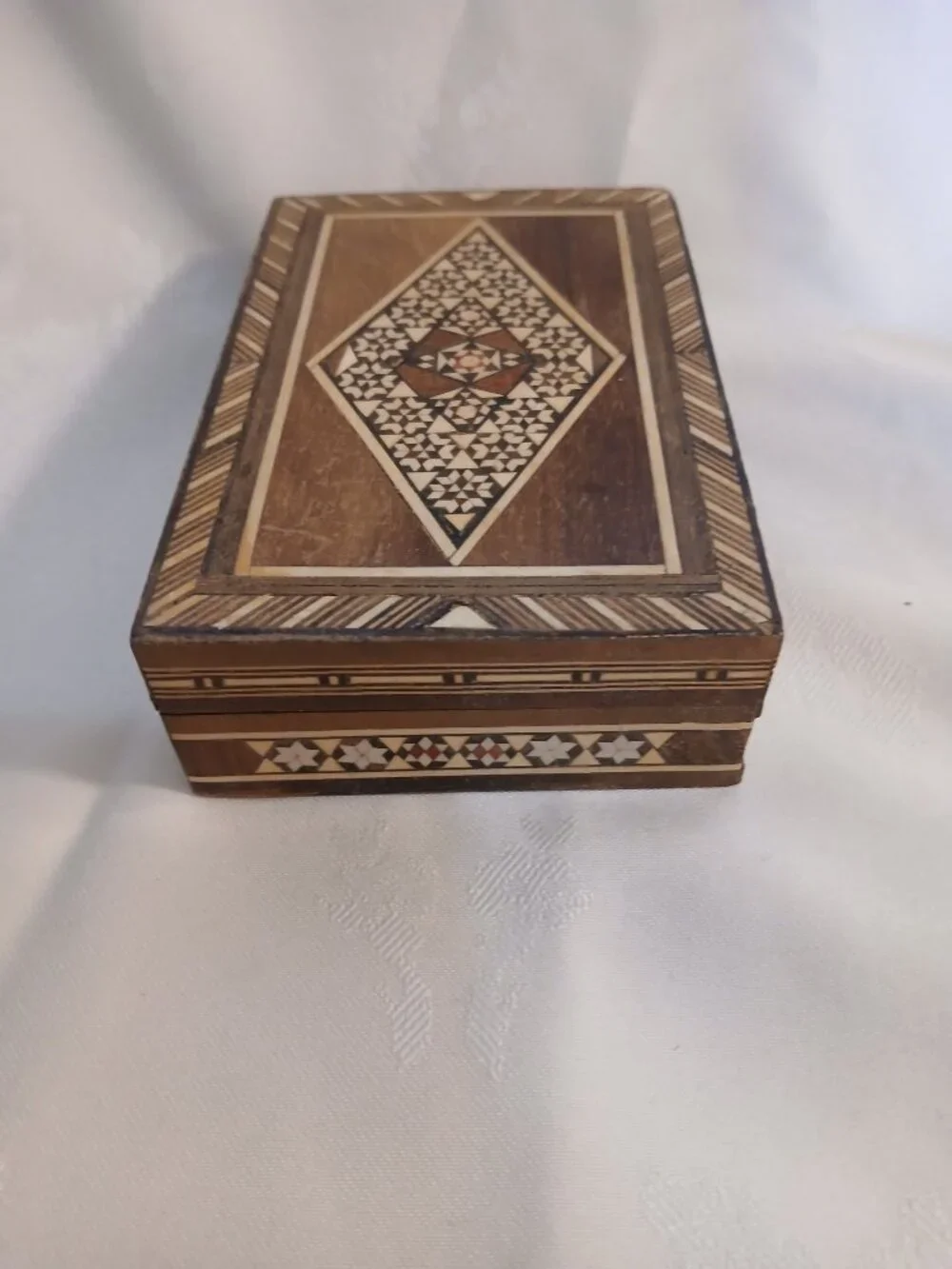 Vintage Micro Mosaic Persian Box w/Tie Clip, Cuff Links, Tie Pins